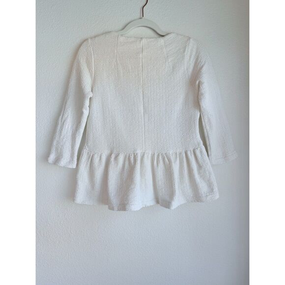 Anthropologie Women's Amadi Textured 3/4 Sleeve Peplum Top in White Size Small - Picture 6 of 13